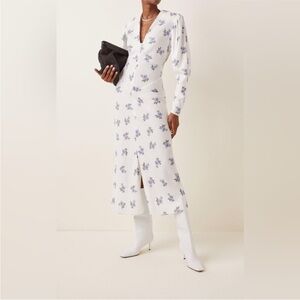 Isabel Marant White Midi Dress with Lavender Floral Print